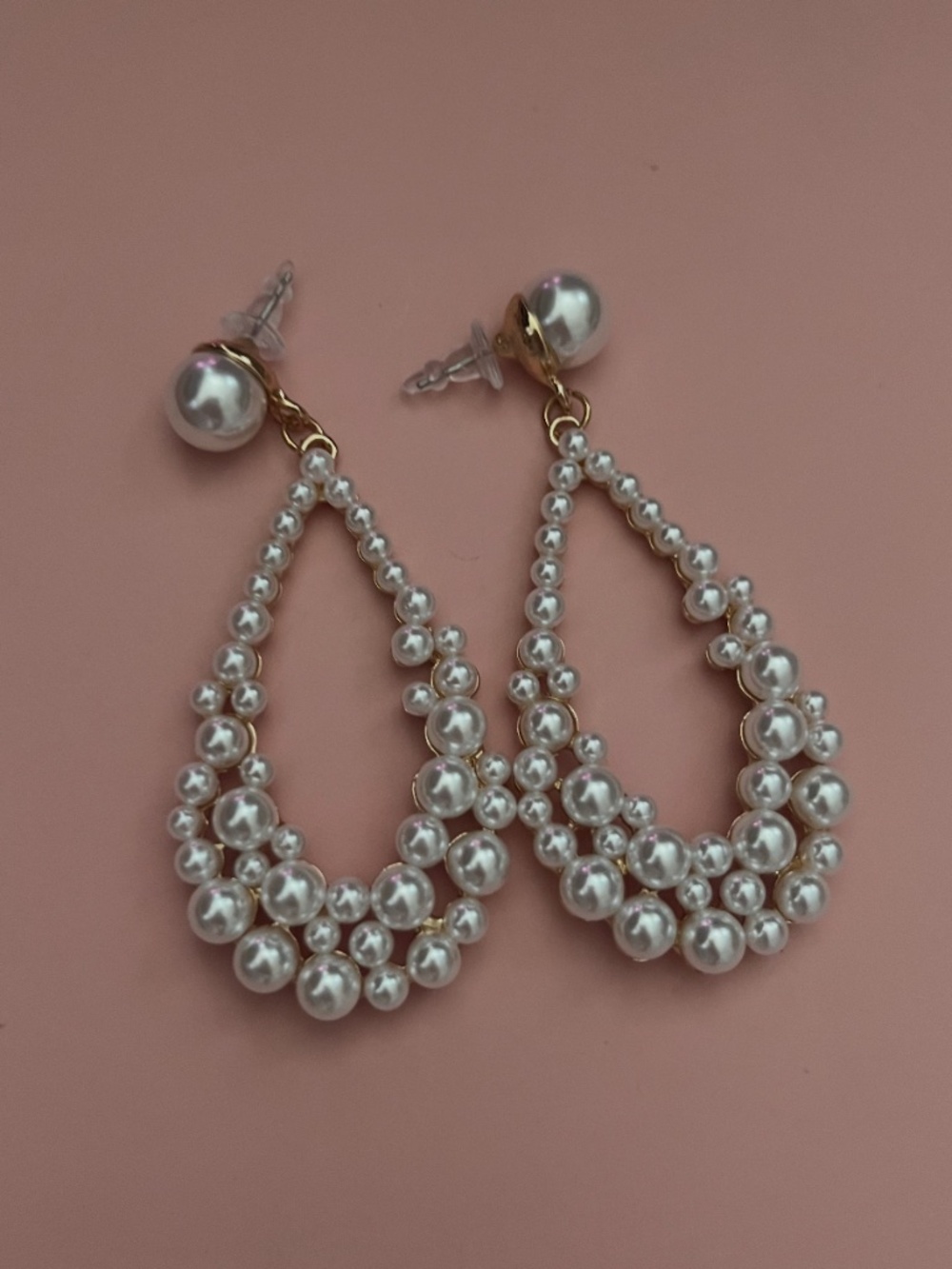 Gold & Pearl Teardrop Statement Earrings